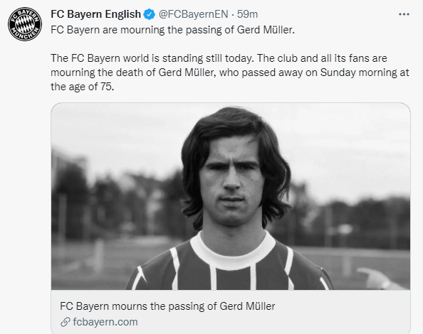 FC Bayern Munich legend Gerd Muller dies 