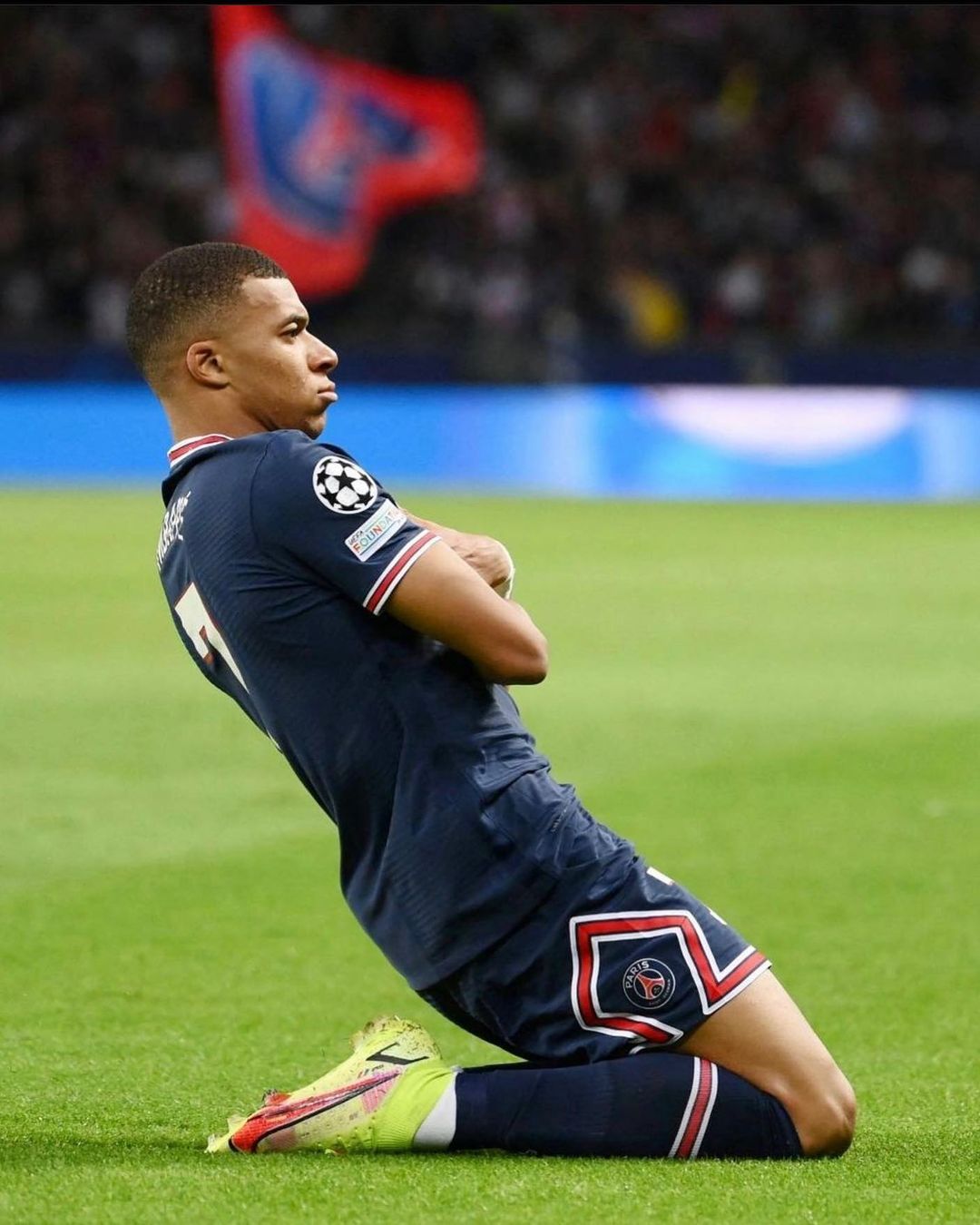 French forward Kylian Mbappe celebrates his goal