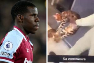 Kurt Zouma beating the cat