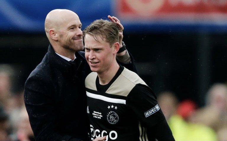 Frenkie De Jong and Erik Ten Hag Ajax