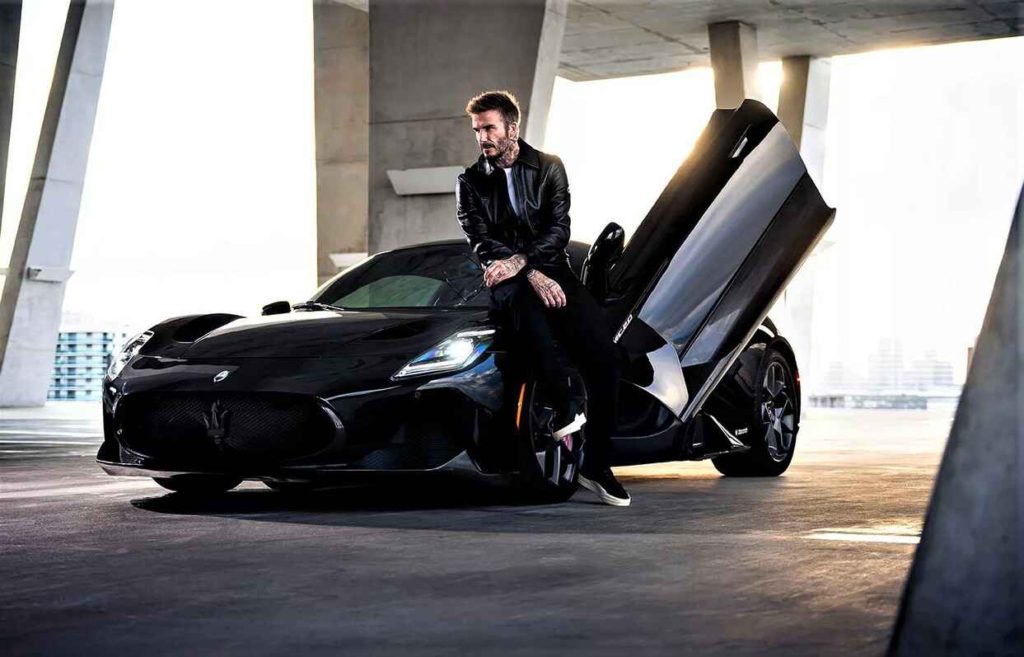 David Beckham with his car