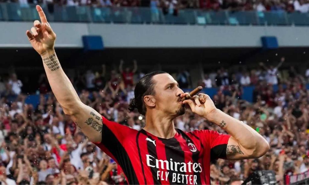 Zlatan Ibrahimovic celebrating Serie A win with a cigar