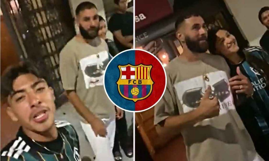 Fan chanting VISCA BARCA in front of Benzema