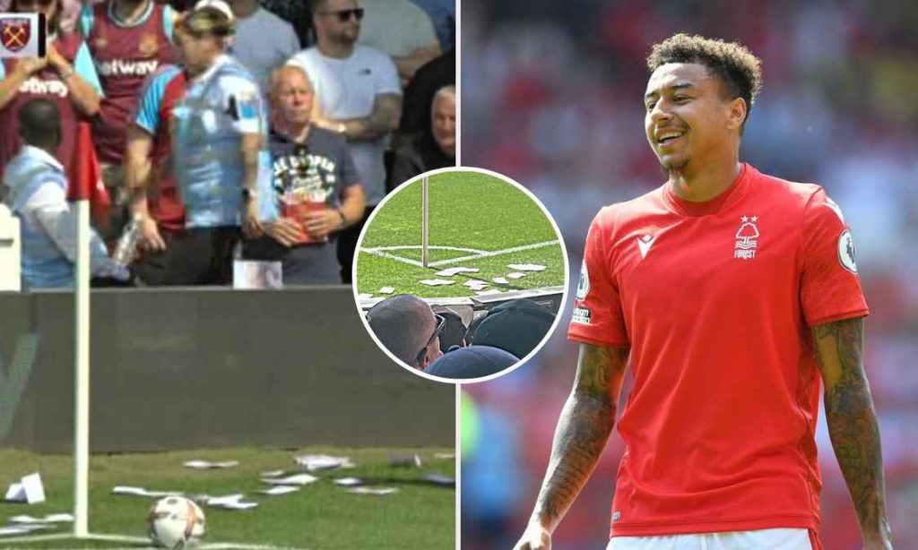 West Ham fans throws fake money at Lingard