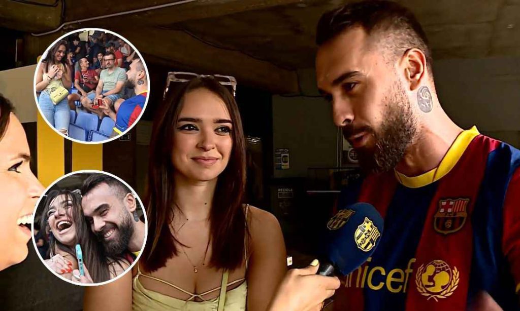 Footage of Barcelona Fan proposing his Girlfriend