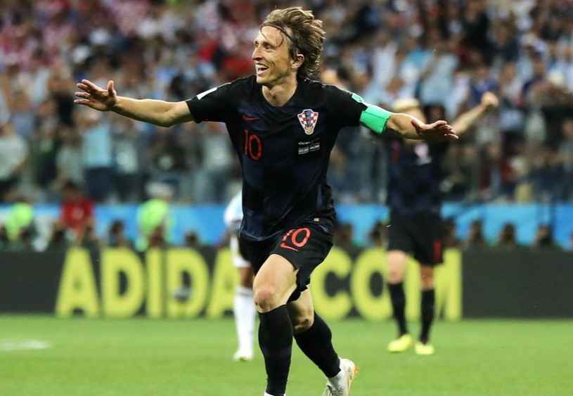 Luka Modric (Croatia) celebrating goal at World Cup 2018