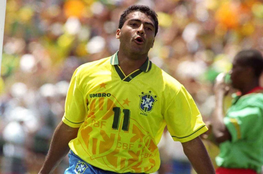 1994 World Cup Golden Ball winner Romario celebrating goal