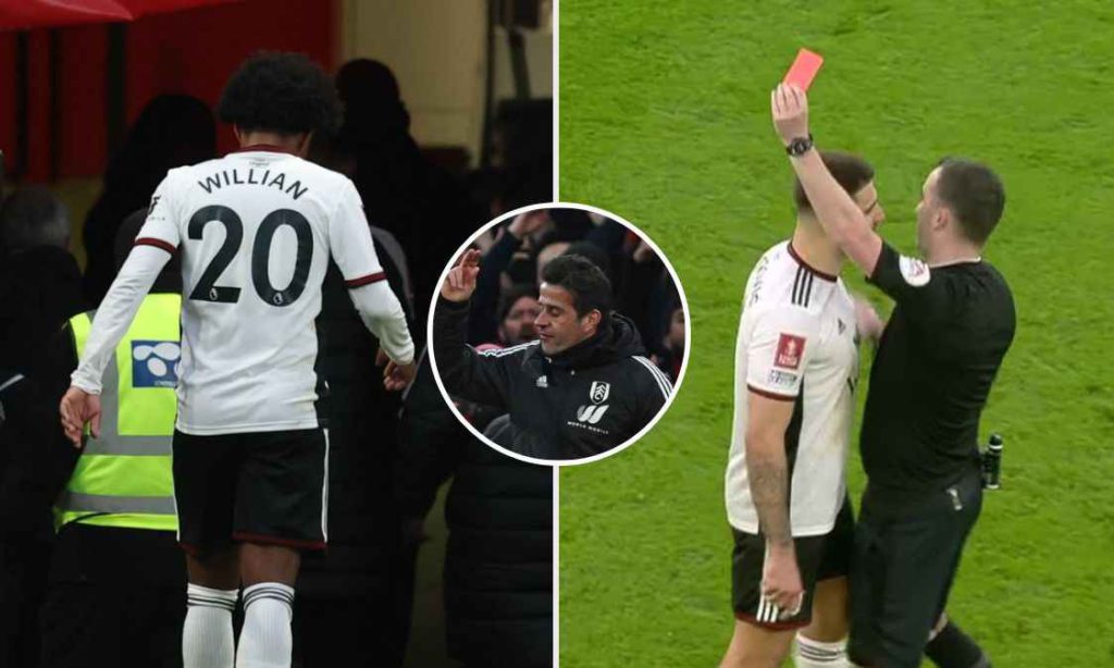 Fulham receive THREE red cards after mad scenes against Man United in FA Cup tie
