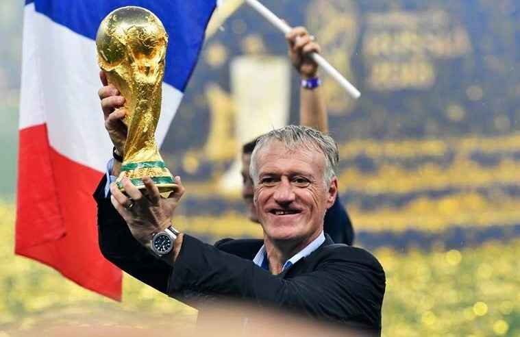 Didier Deschamps with World Cup trophy